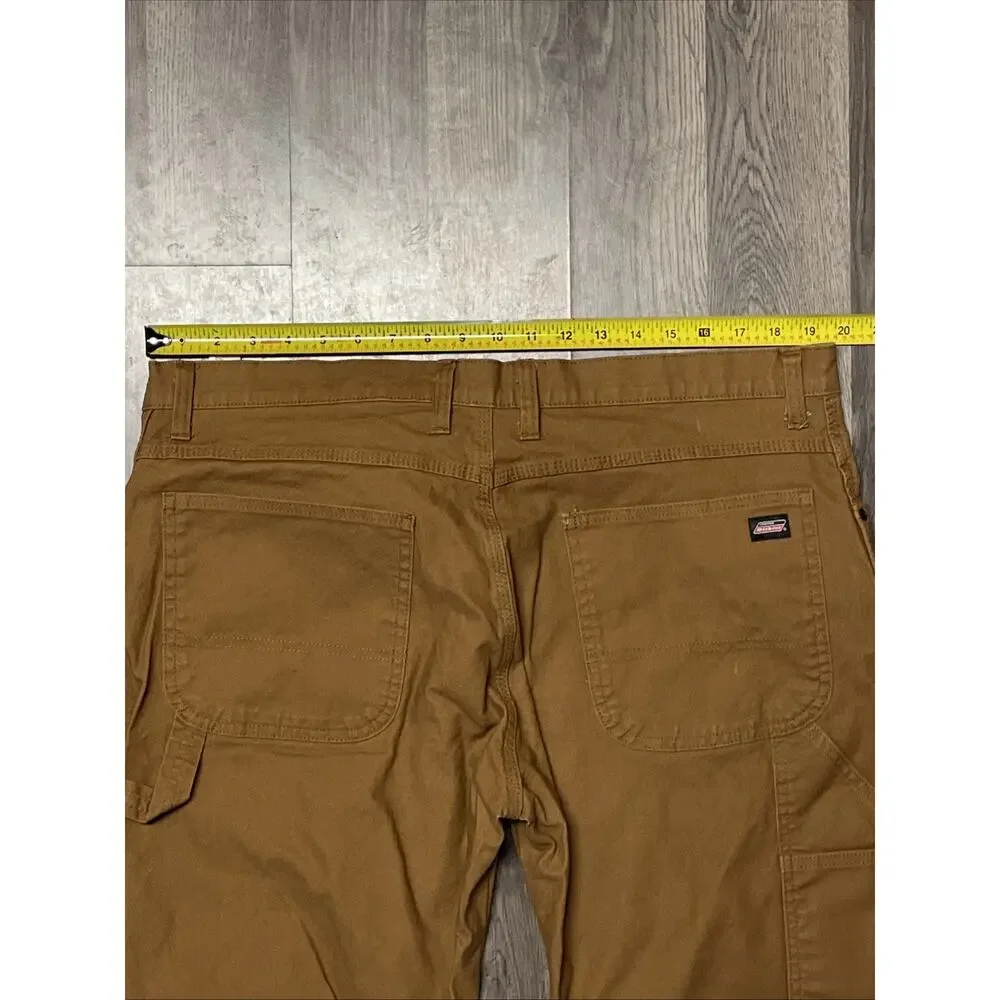 Dickies Carpenter Work Pants Mens 36x30 Brown Relaxed Fit Hammer Loop Cotton